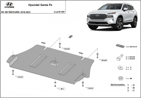 Protection convertisseur catalytique/cat lock Hyundai Sante Fe