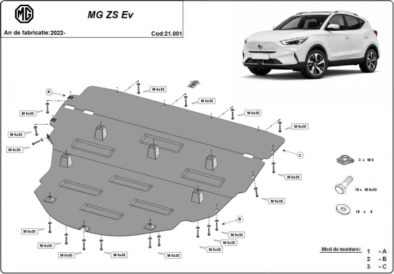 Protection sous moteur et de la boîte de vitesse MG ZS EV