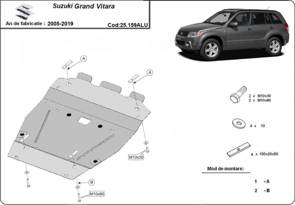Aluminium protection sous moteur et de la radiateur Suzuki Grand Vitara 2