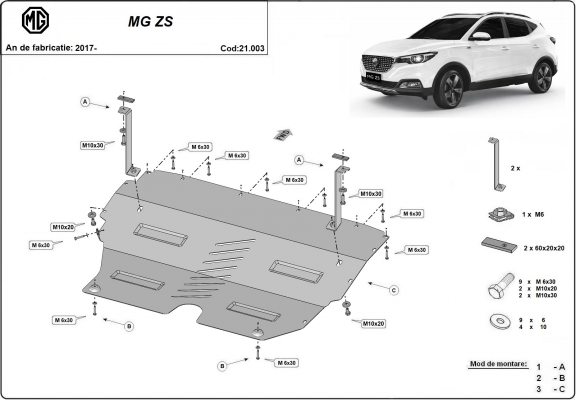 Protection sous moteur et de la boîte de vitesse MG ZS