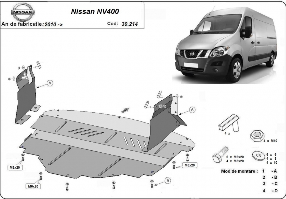 Protection sous moteur et de la boîte de vitesse Nissan NV400