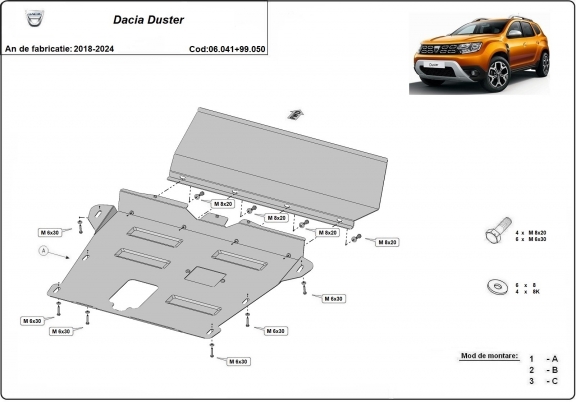 Protection sous moteur Dacia Duster - forfait promotionnel