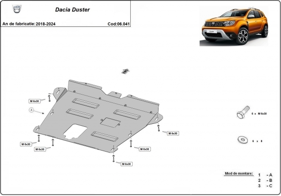 Protection sous moteur et de la boîte de vitesse Dacia Duster