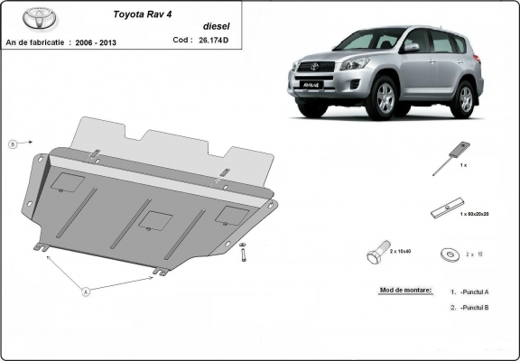 Protection sous moteur et de la boîte de vitesse Toyota RAV 4 Diesel