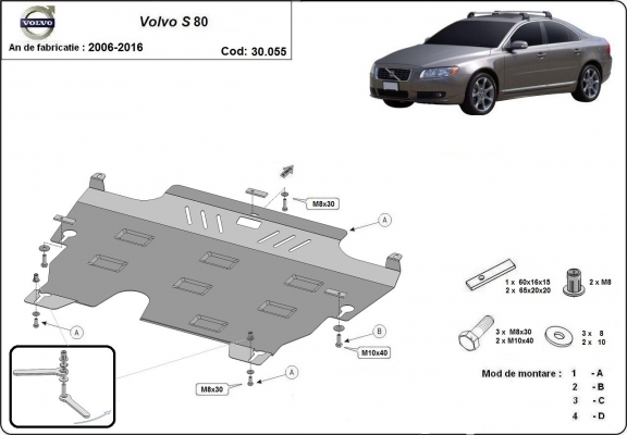 Protection sous moteur et de la boîte de vitesse Volvo S80