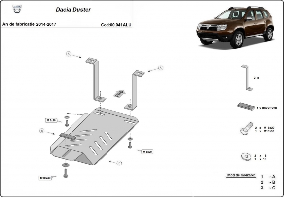 Aluminium protection du différentiel Dacia Duster 4x4
