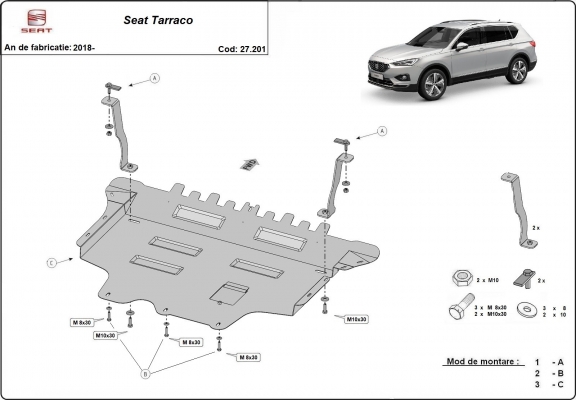 Protection sous moteur et de la boîte de vitesse Seat Tarraco