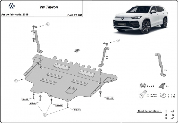 Protection sous moteur et de la boîte de vitesse VW Tayron