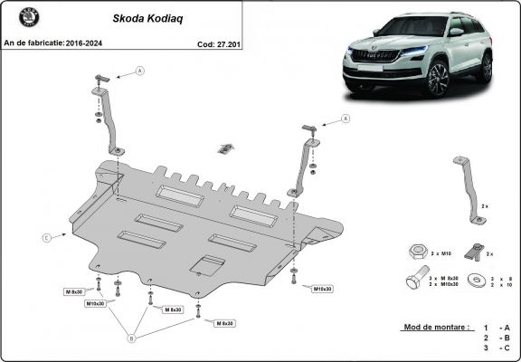 Protection sous moteur et de la boîte de vitesse Skoda Kodiaq