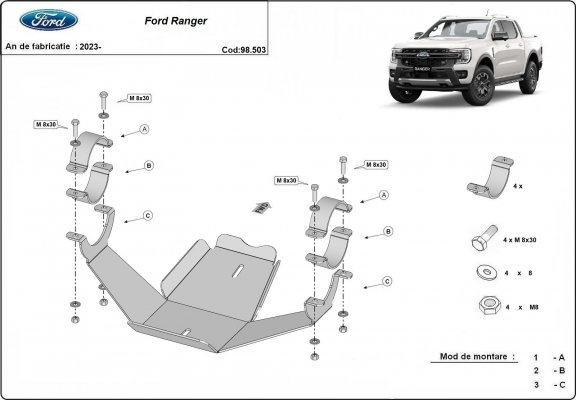Protection du différentiel Ford Ranger