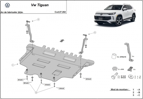 Protection sous moteur et de la boîte de vitesse VW Tiguan