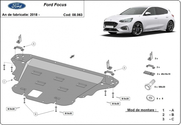 Protection sous moteur et de la boîte de vitesse Ford Focus 4