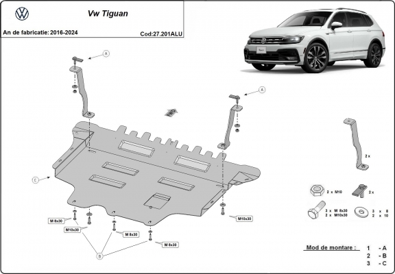 Aluminium protection sous moteur et de la boîte de vitesse VW Tiguan