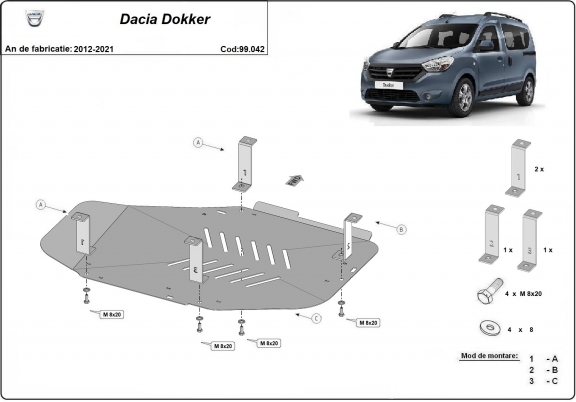 Protection de réservoir Dacia Dokker