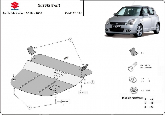 Protection sous moteur et de la boîte de vitesse Suzuki Swift 3