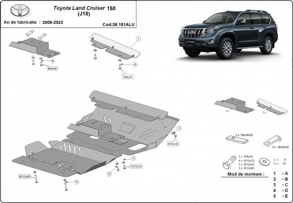 Protection Sous Moteur Toyota Land Cruiser 150 - Aluminium 