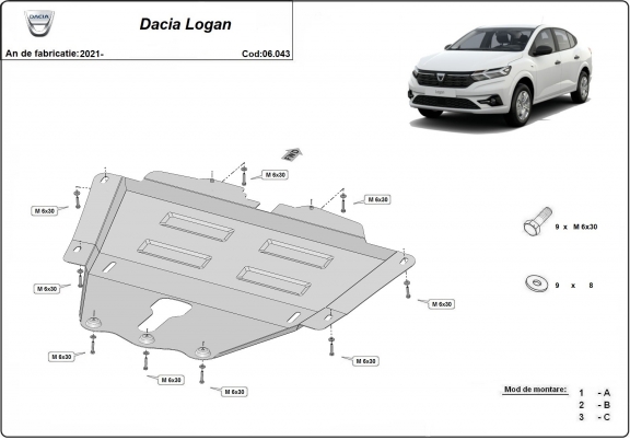 Protection sous moteur et de la boîte de vitesse Dacia Logan