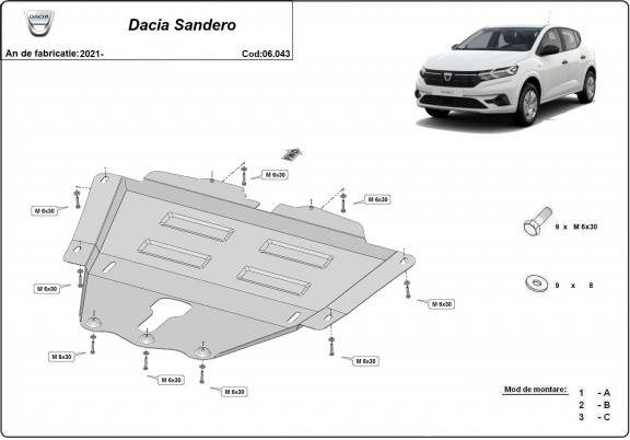 Protection sous moteur et de la boîte de vitesse Dacia Sandero 3