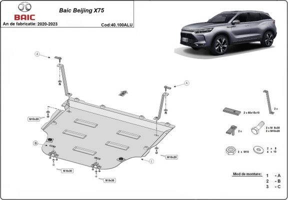 Protection sous moteur et de la boîte de vitesse BAIC Beijing X75