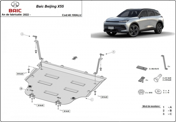 Protection sous moteur et de la boîte de vitesse BAIC Beijing X55