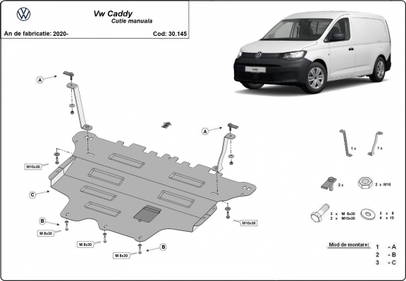 Protection sous moteur et de la boîte de vitesse VW Caddy
