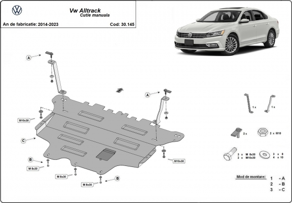 Protection sous moteur et de la boîte de vitesse VW Passat Alltrack - boîte de vitesses manuelle