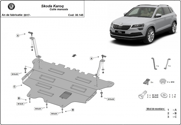 Protection sous moteur et de la boîte de vitesse Skoda Karoq - boîte de vitesses manuelle