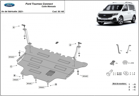 Protection sous moteur et de la boîte de vitesse Ford Tourneo Connect