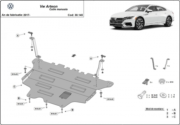 Protection sous moteur et de la boîte de vitesse VW Arteon - boîte de vitesses manuelle