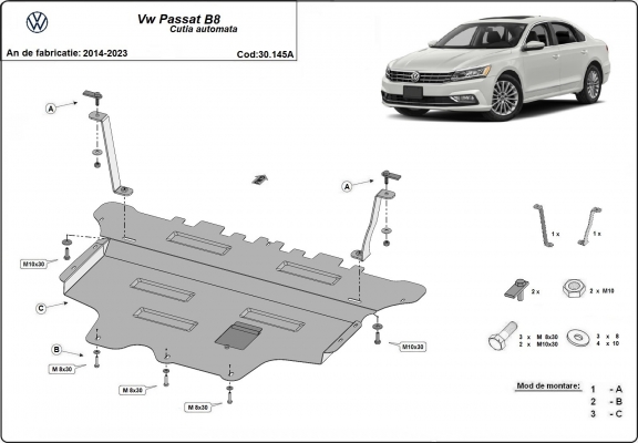 Protection sous moteur et de la boîte de vitesse VW Passat B8 - Boîte de vitesse automatique