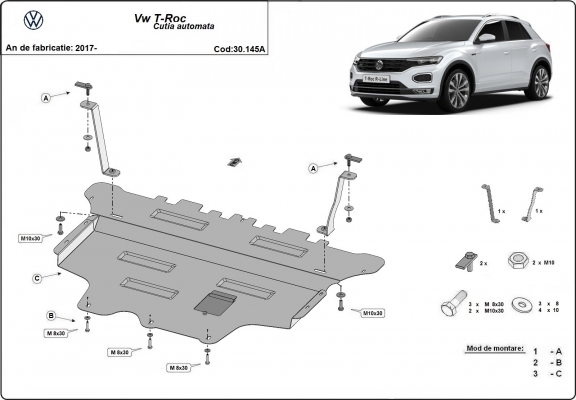 Protection sous moteur et de la boîte de vitesse Volkswagen T-Roc - Boîte de vitesse automatique