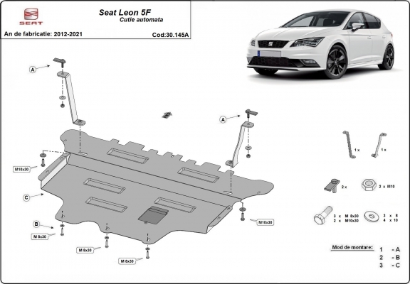 Protection sous moteur et de la boîte de vitesse Seat Leon Mk3 - Boîte de vitesse automatique 