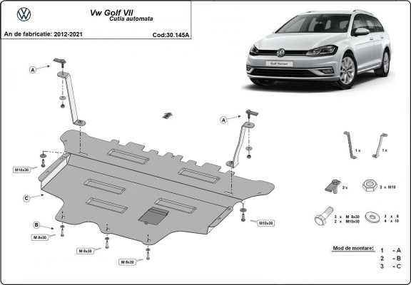 Protection sous moteur et de la boîte de vitesse VW Golf 7 - Boîte de vitesse automatique