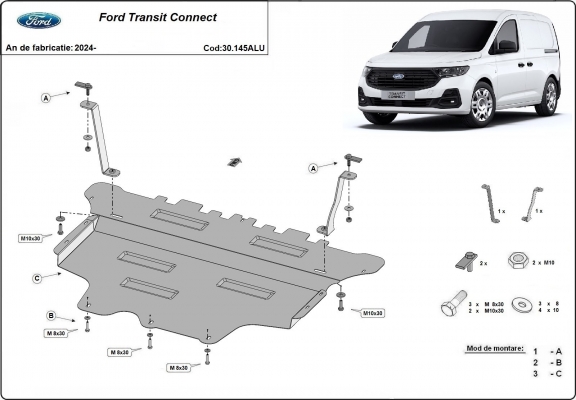 Aluminium protection sous moteur et de la boîte de vitesse Ford Transit Connect