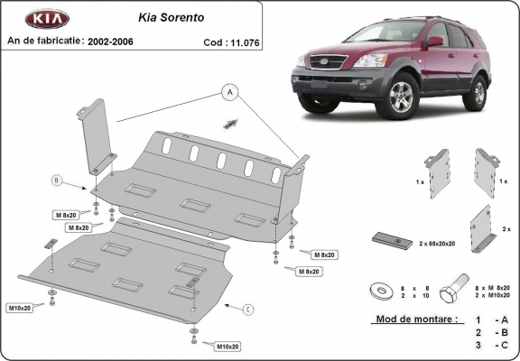 Protection sous moteur et de la radiateur Kia Sorento