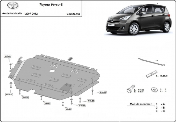 Protection sous moteur et de la boîte de vitesse Toyota Verso