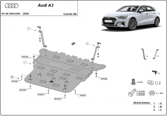 Protection sous moteur et de la boîte de vitesse Audi A3