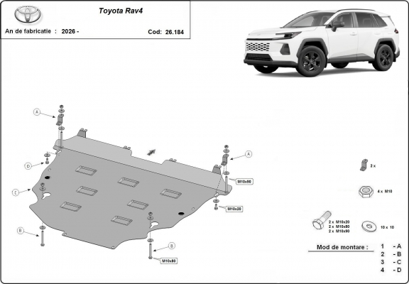 Protection sous moteur et de la boîte de vitesse Toyota Rav4