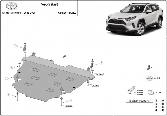 Protection sous moteur et de la boîte de vitesse  Toyota RAV4 - Aluminium  
