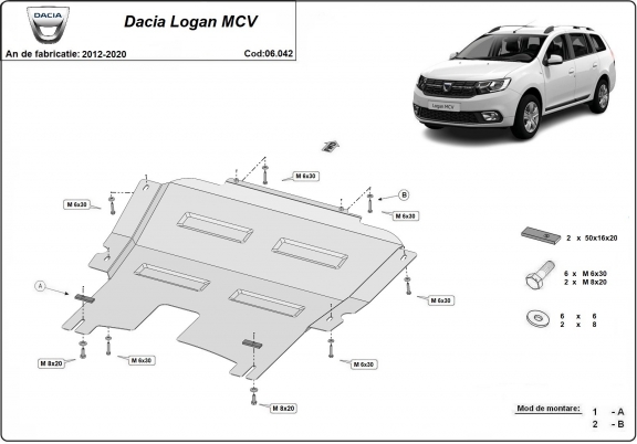 Protection sous moteur et de la boîte de vitesse Dacia Logan MCV