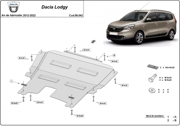 Protection sous moteur et de la boîte de vitesse Dacia Lodgy