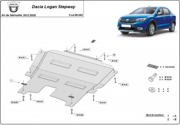 Protection sous moteur et de la boîte de vitesse Dacia Logan Stepway
