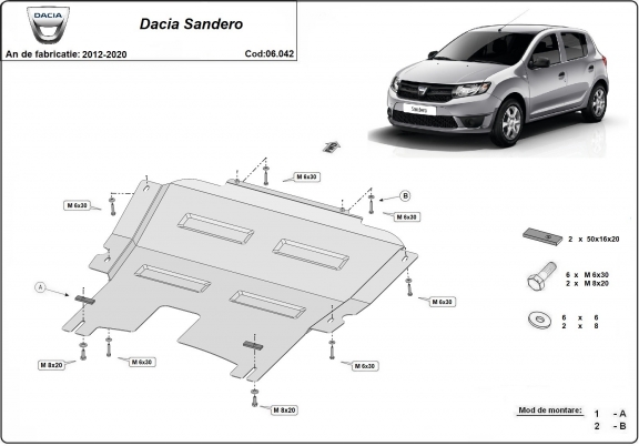 Protection sous moteur et de la boîte de vitesse Dacia Sandero 2
