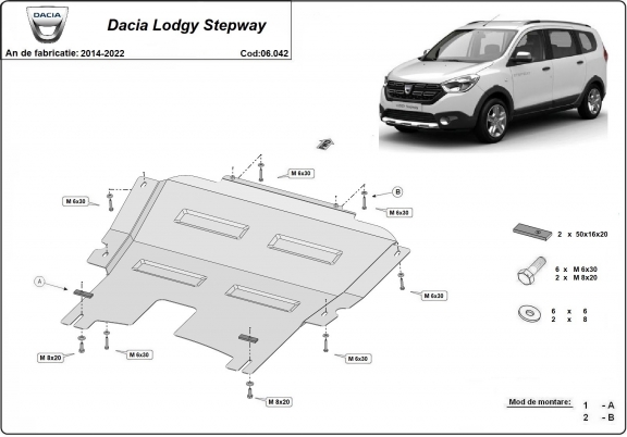 Protection sous moteur et de la boîte de vitesse Dacia Lodgy Stepway