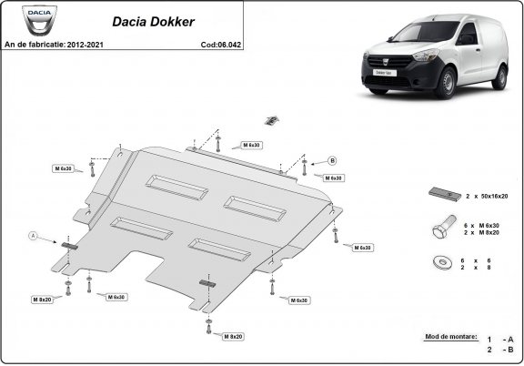 Protection sous moteur et de la boîte de vitesse Dacia Dokker