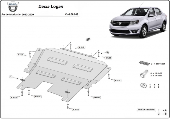 Protection sous moteur et de la boîte de vitesse Dacia Logan 2