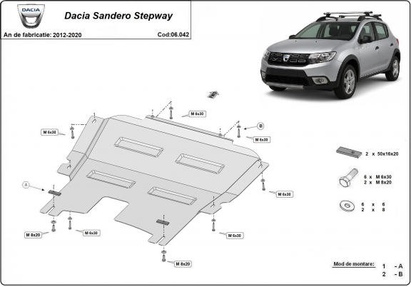 Protection sous moteur et de la boîte de vitesse Dacia Sandero Stepway