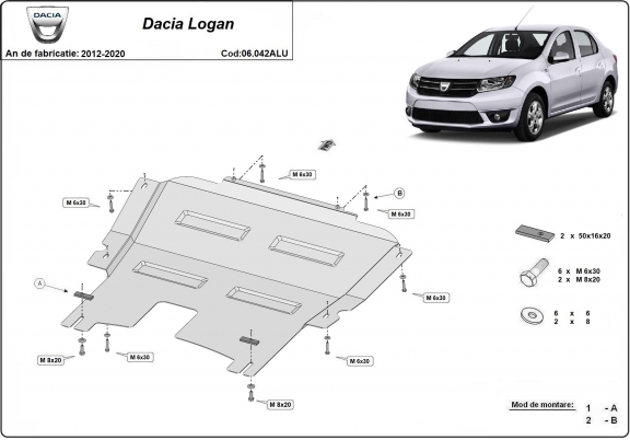  - Aluminum protection sous moteur et de la boîte de vitesse Dacia Logan 2