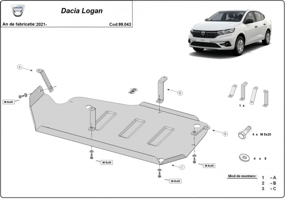 Protection de réservoir Dacia Logan