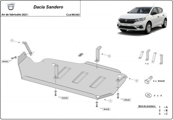 Protection de réservoir Dacia Sandero